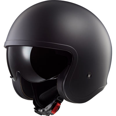 LS2 Helmets Spitfire Solid Motorcycle Open Face & 3/4 Helmet Matte Black - Front Left Side View