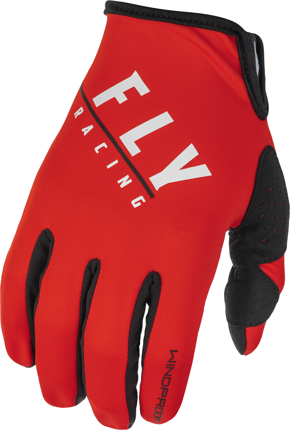 Fly Racing Youth Windproof Lite Gloves Black/Red - Back of Hand View