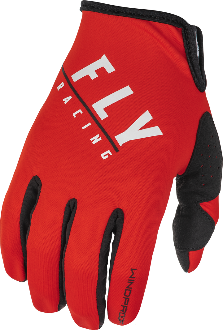 Fly Racing Youth Windproof Lite Gloves Black/Red - Back of Hand View