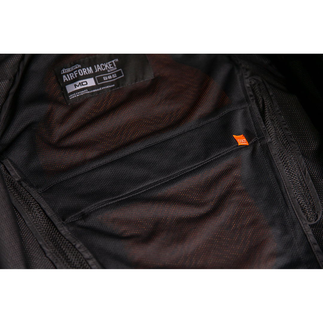 ICON Airform Jacket Black - Close-Up of Back Protector Slot