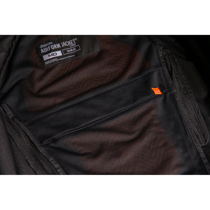 ICON Airform Jacket Black - Close-Up of Back Protector Slot