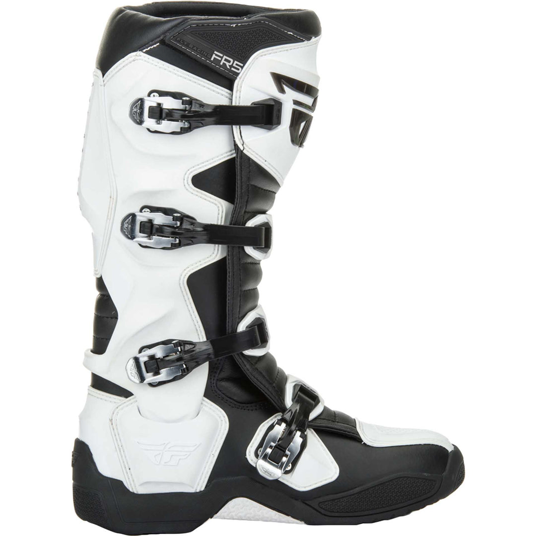 Fly Racing FR5 Boots White - Outer Side View