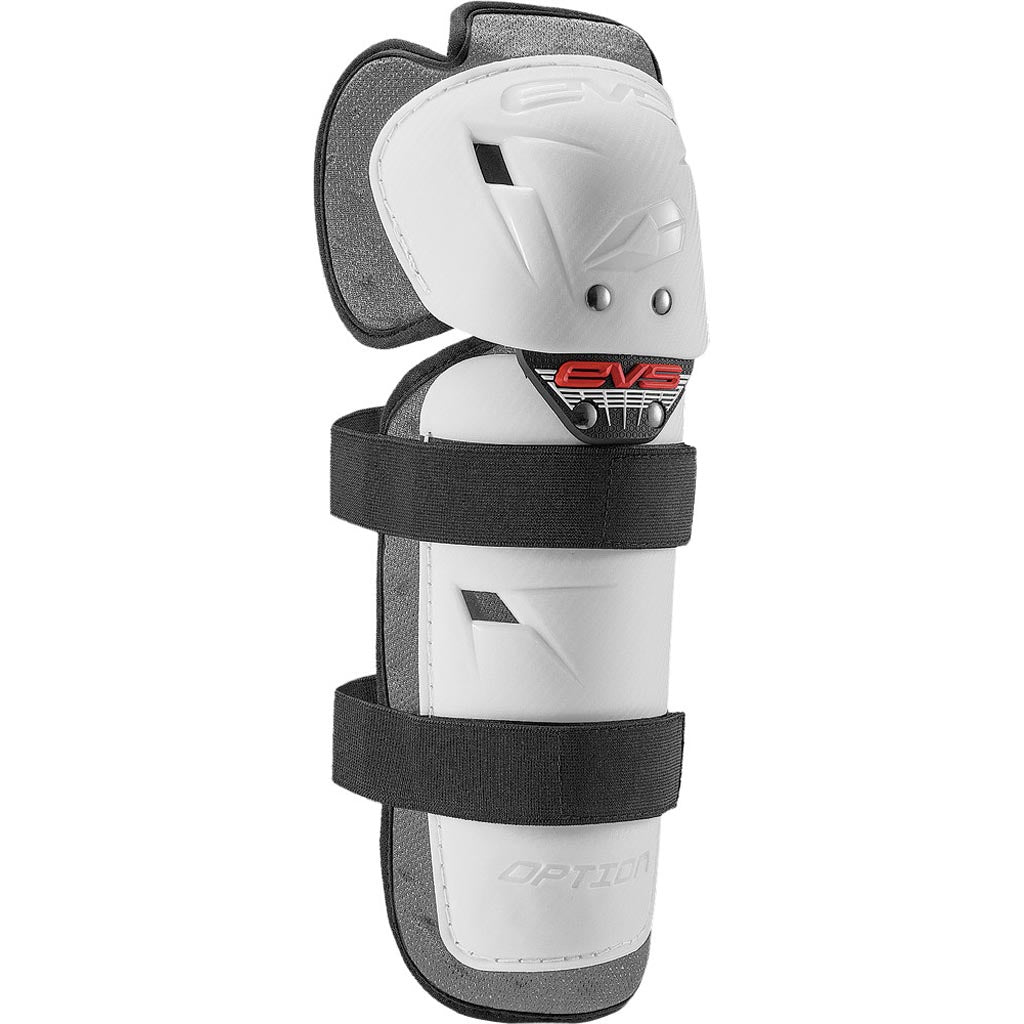 EVS Sports Option Knee/Shin Guards White - Front Side View