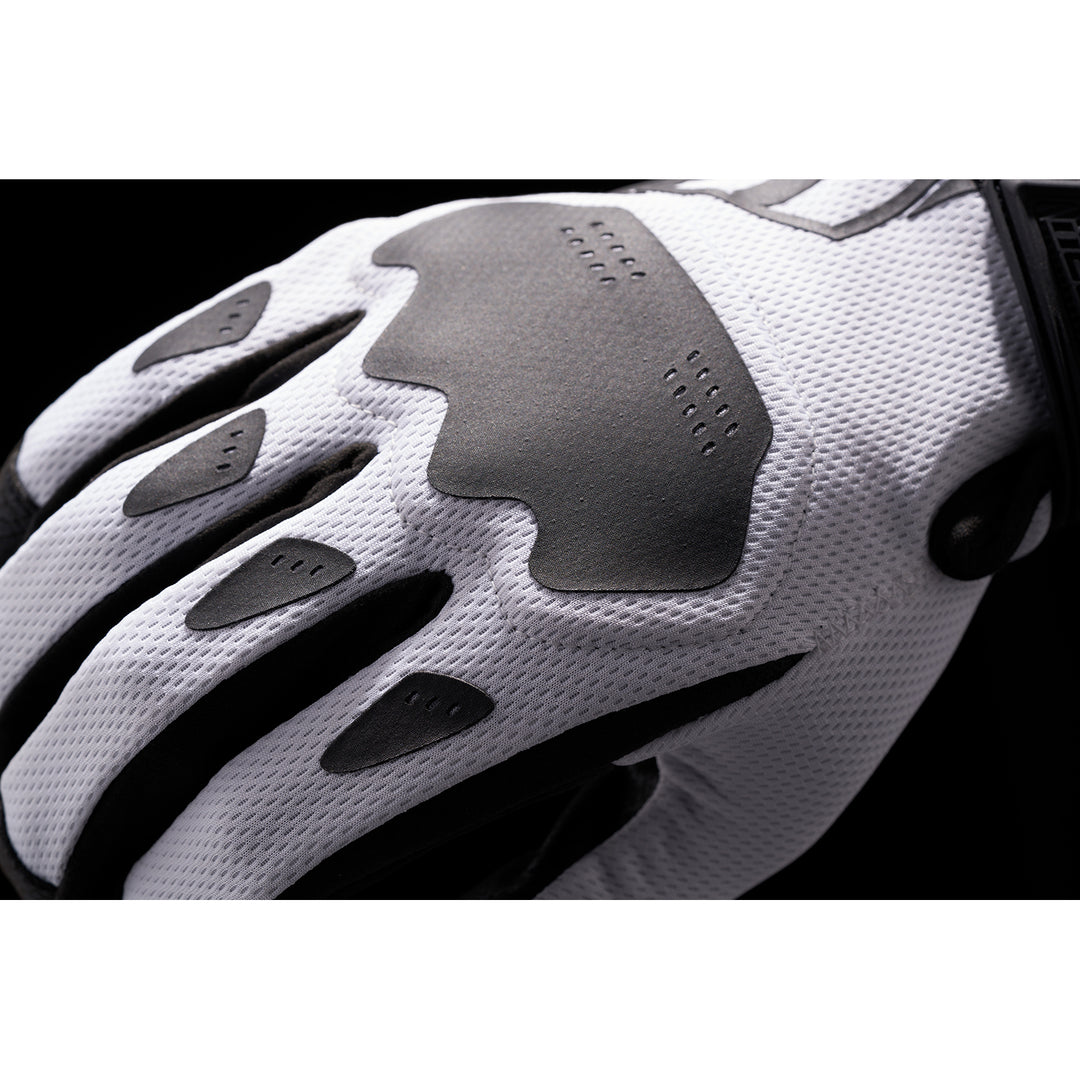 ICON Hooligan CE Gloves White - Close-Up of Back of Hand