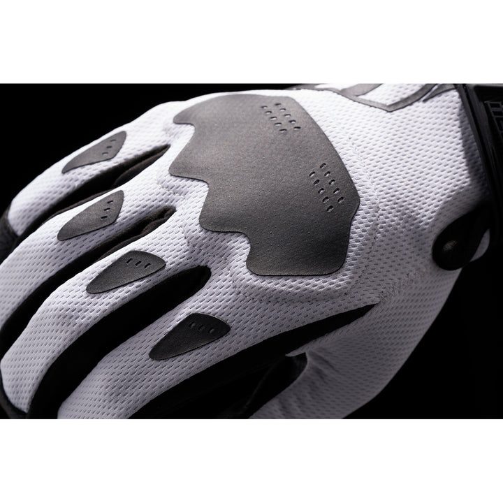 ICON Hooligan CE Gloves White - Close-Up of Back of Hand