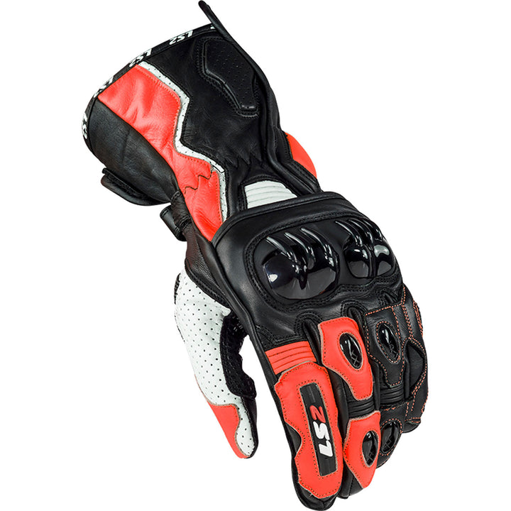 LS2 Helmets Swift Men's Motorcycle Glove Black/Red - Back of Hand View