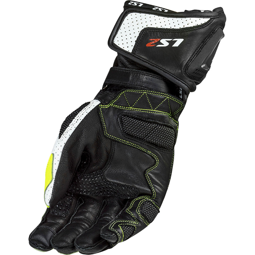 LS2 Helmets Swift Men's Motorcycle Glove Black/Hi-Viz - Palm View