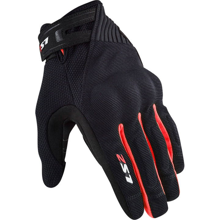 LS2 Helmets Dart 2 Men's Motorcycle Glove Black/Red - Back of Hand View