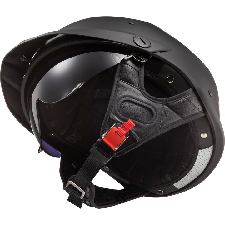 LS2 Helmets Rebellion Solid Motorcycle Half Helmet Matte Black - Angled Bottom View