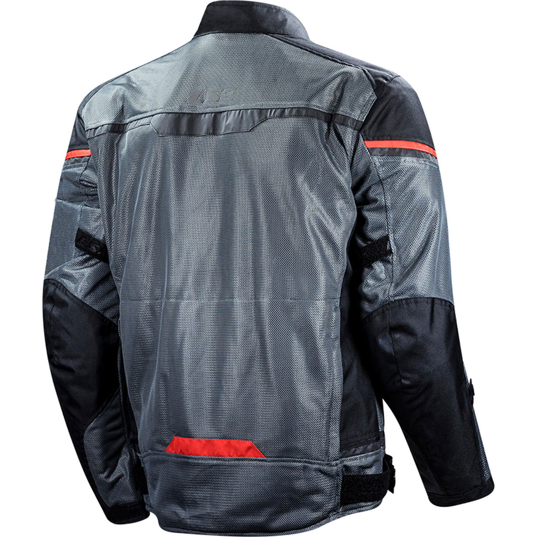 LS2 Helmets Riva Men's Motorcycle Jacket Black/Dark Gray/Red - Rear View