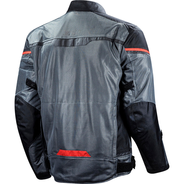 LS2 Helmets Riva Men's Motorcycle Jacket Black/Dark Gray/Red - Rear View